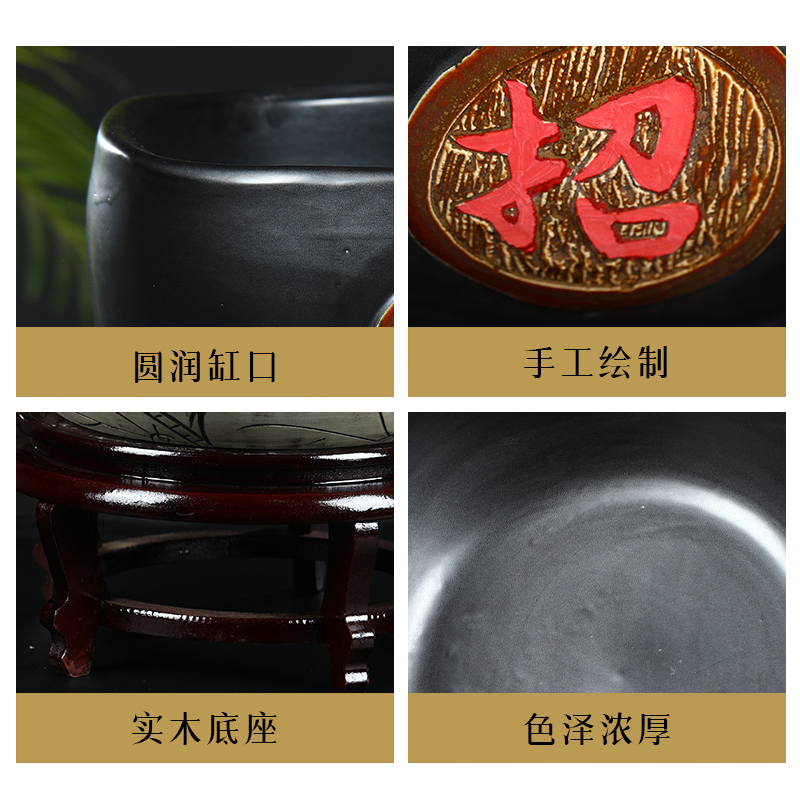 Jingdezhen ceramic aquarium large square goldfish bowl the tortoise GangPen sleep basin cylinder betel nut bowl lotus refers to lotus
