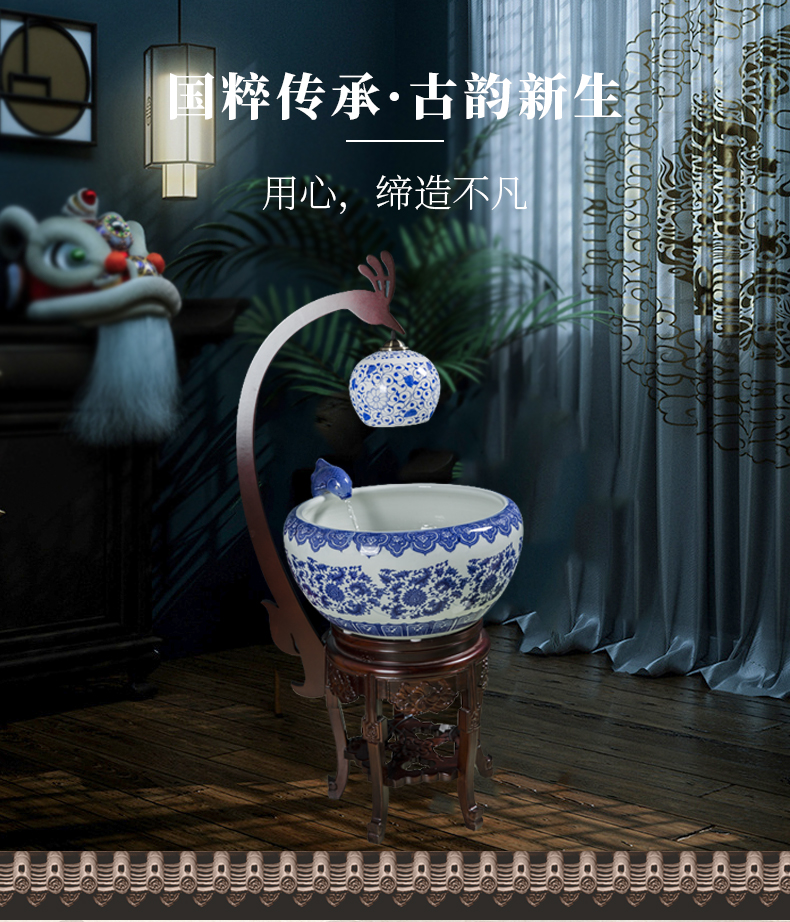 Jingdezhen ceramic aquarium fountain loop filter water to raise a goldfish bowl lotus cylinder turtle sitting room feng shui plutus cylinder