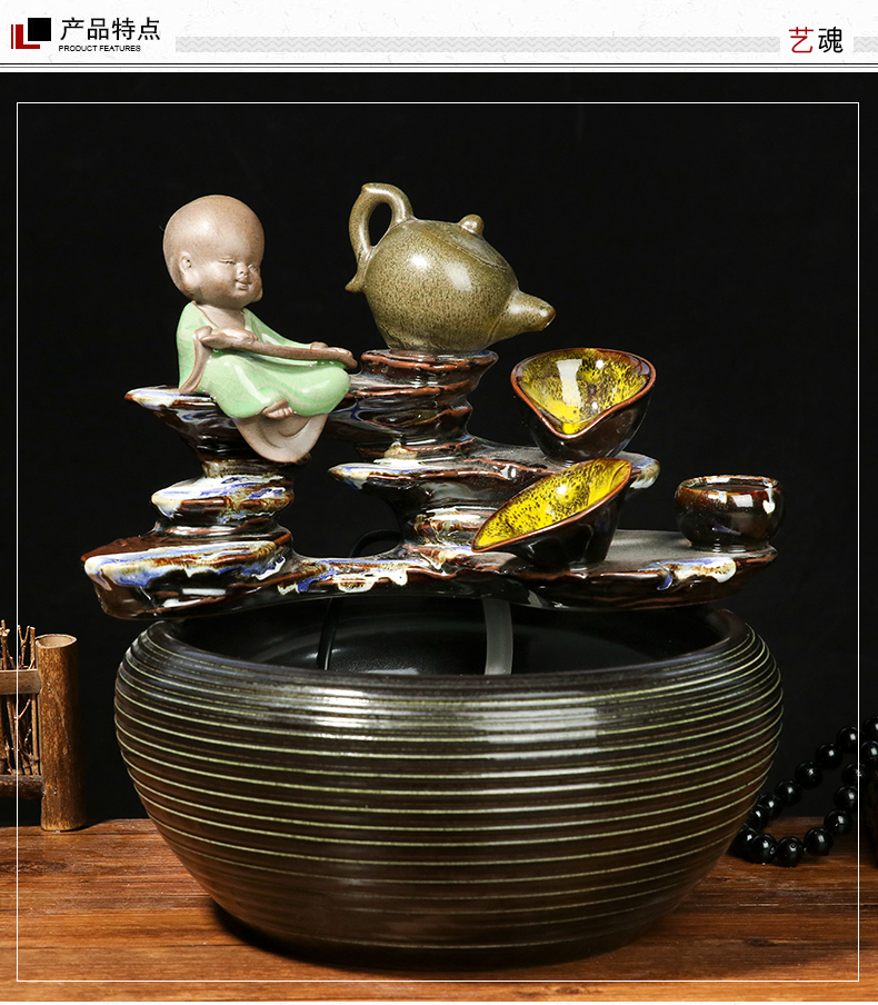 Jingdezhen ceramic aquarium water fountain cycle creative decoration humidifier furnishing articles sitting room of the water