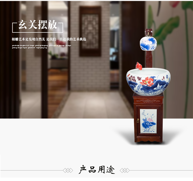 Porcelain of jingdezhen ceramic aquarium size with lamp atomized humidifying water tank water fountain creative aquarium decorations