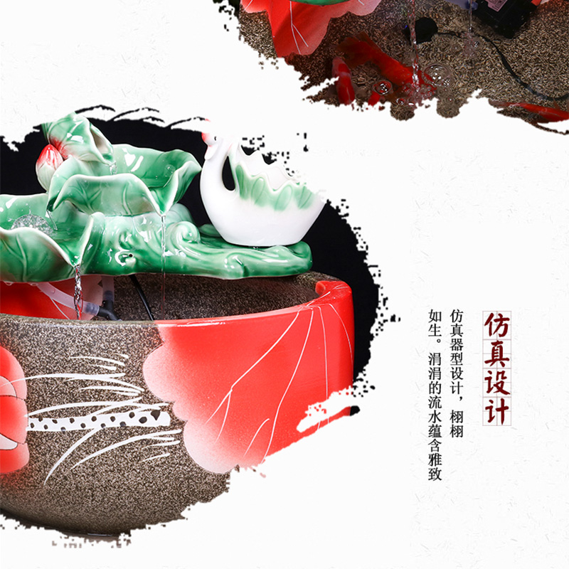 Jingdezhen ceramic aquarium water fountain creative fish circulation place small sitting room adornment