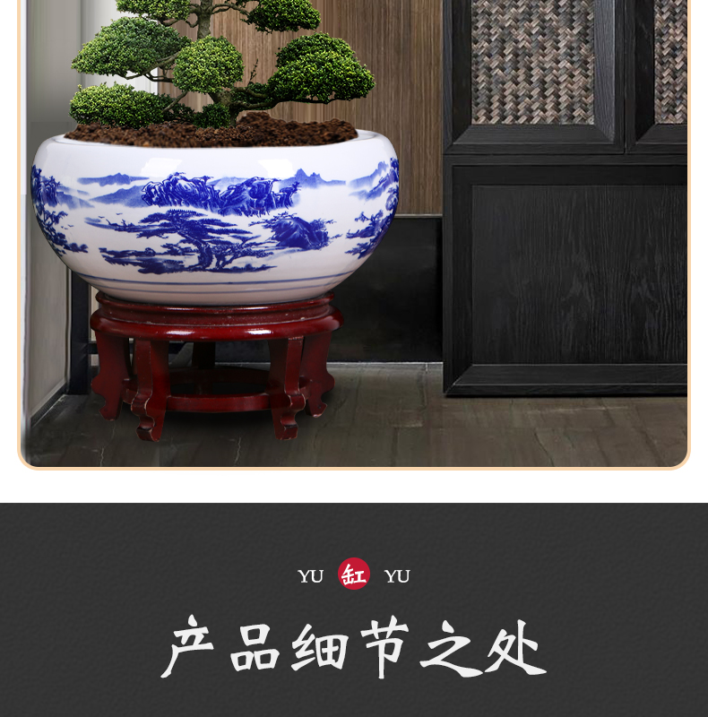 Art spirit of jingdezhen ceramic aquarium home sitting room small tortoise cylinder fish bowl goldfish bowl lotus lotus cylinder basin