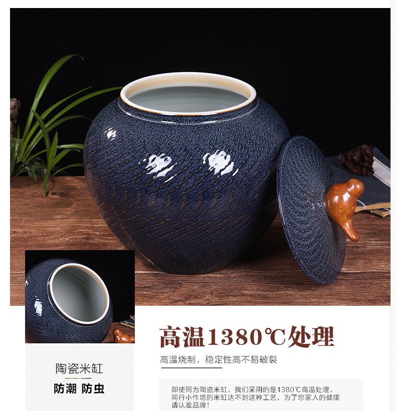 Jingdezhen household moistureproof ceramic cylinder barrel ricer box 20 jins 30 jins the loaded with cover cylinder tank rice storage tank