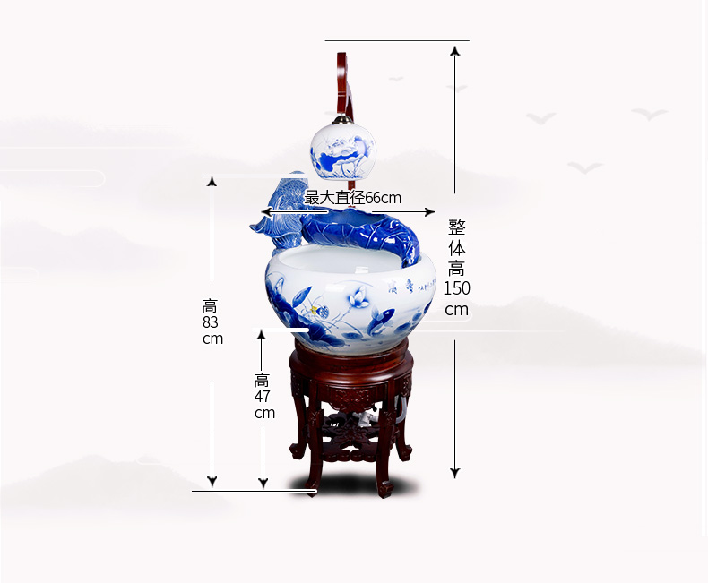 Chinese style household jingdezhen ceramic aquarium oversized to raise a goldfish bowl loop filter tank - oxygen atomization tank