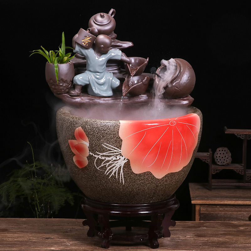 Jingdezhen ceramic aquarium small household adornment miniascape of furnishing articles desktop goldfish bowl office sitting room aquarium fish