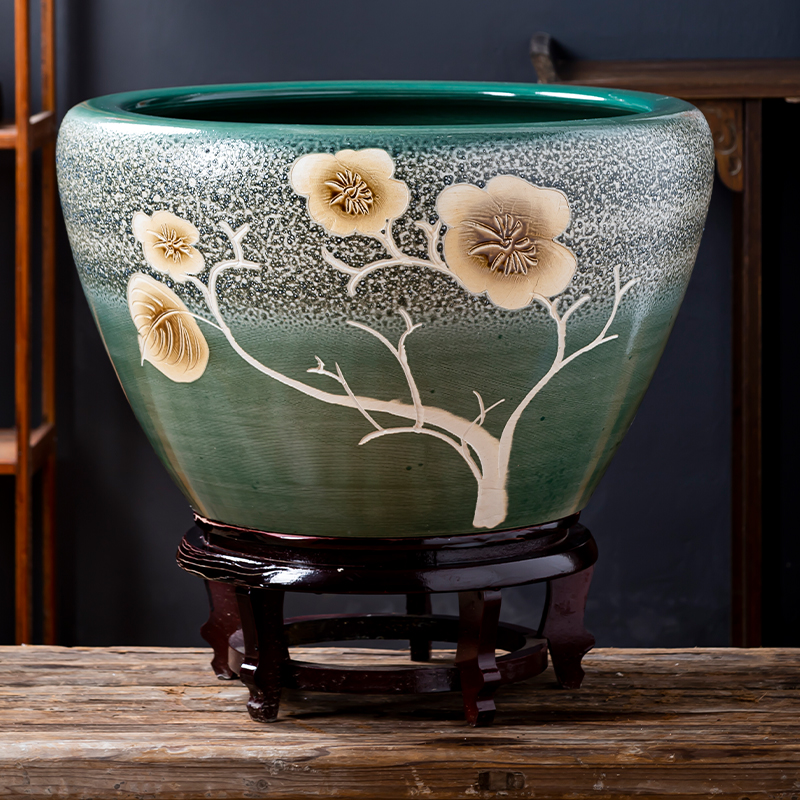 Jingdezhen ceramic aquarium restoring ancient ways is archaize turtle cylinder cylinder big basin of water lily lotus goldfish tank extra large