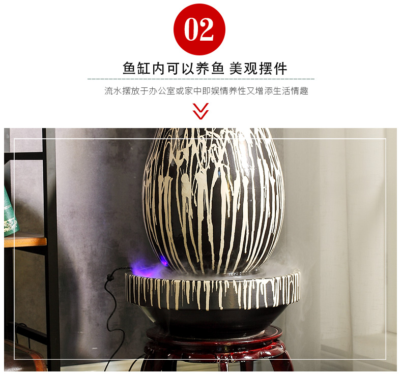 Jingdezhen ceramic fish small sitting room aquarium water fountain creative household humidifier water tank