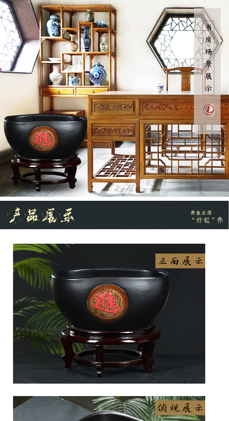 Jingdezhen ceramic aquarium large square goldfish bowl the tortoise GangPen sleep basin cylinder betel nut bowl lotus refers to lotus