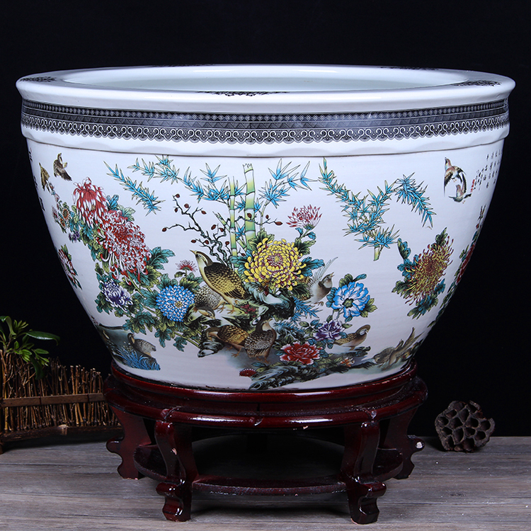 Jingdezhen ceramic aquarium pet gold fish tank water lily basin bowl lotus lotus cylinder cylinder tortoise GangPen sitting room place the flood water