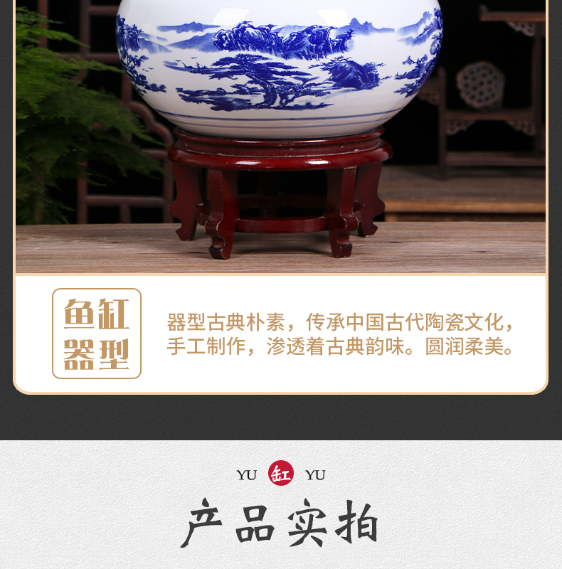 Art spirit of jingdezhen ceramic aquarium home sitting room small tortoise cylinder fish bowl goldfish bowl lotus lotus cylinder basin