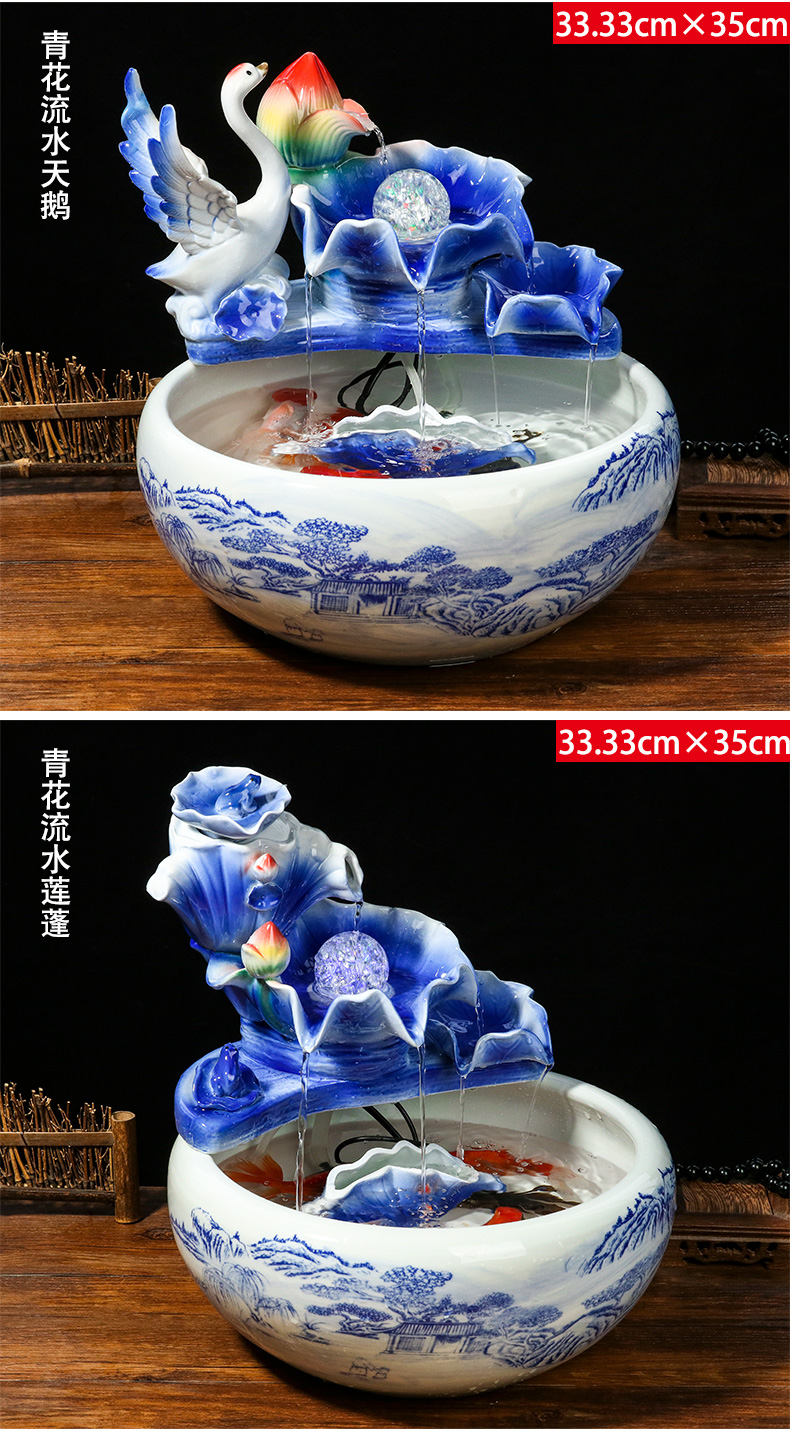 Jingdezhen ceramic small water humidification decoration aquariums furnishing articles circulating water fish farming household act the role ofing is tasted