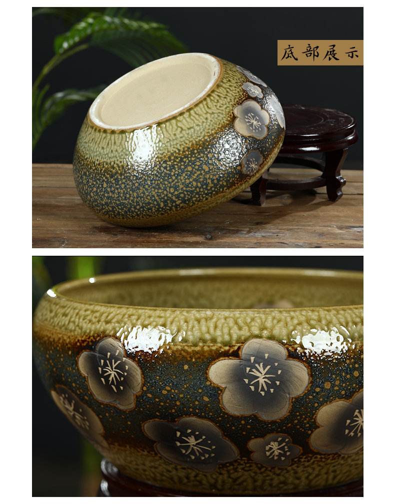 Jingdezhen ceramic aquarium small fish basin bowl lotus lotus lotus tortoise cylinder sitting room feng shui goldfish bowl
