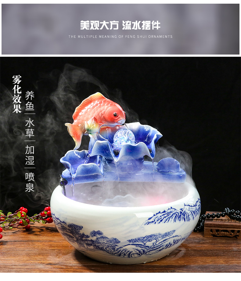 Jingdezhen ceramic small water humidification decoration aquariums furnishing articles circulating water fish farming household act the role ofing is tasted