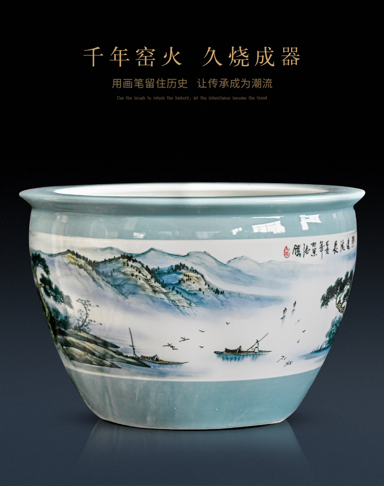 Jingdezhen packages mailed ceramic aquarium 1 meter extra large porcelain jar water lily basin courtyard lotus bowl lotus cylinder cylinder tortoise