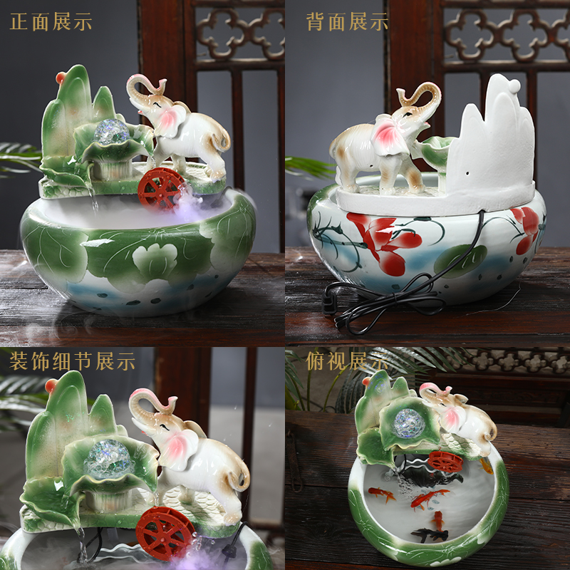 Chinese creative ceramic water aquariums home sitting room goldfish bowl office desktop humidifying geomancy fortune