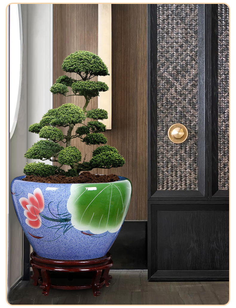 Art spirit of jingdezhen ceramic goldfish bowl courtyard tank aquarium black lotus turtle pond lily lotus home