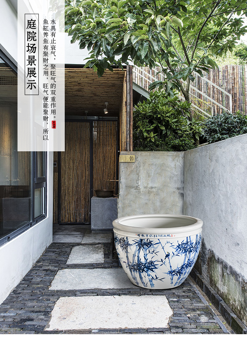 Heavy packages mailed jingdezhen ceramic aquarium raising goldfish bowl basin tortoise cylinder household adornment the lotus pond lily cylinder