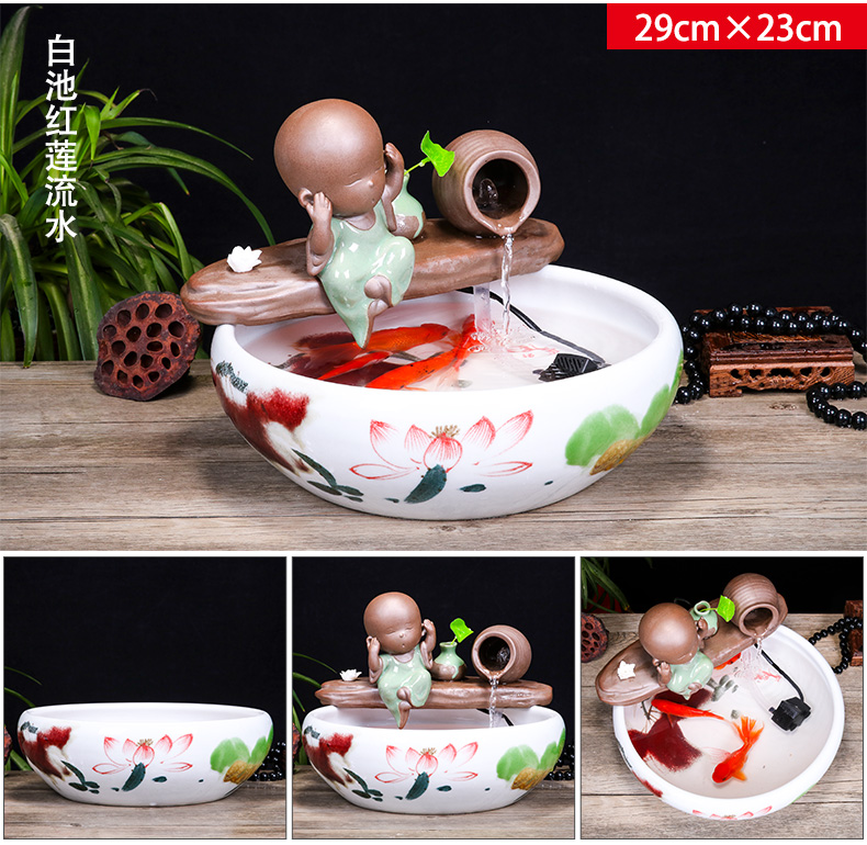 Jingdezhen ceramic aquarium desktop fountain water tank household small fish bowl decorated living room a goldfish bowl