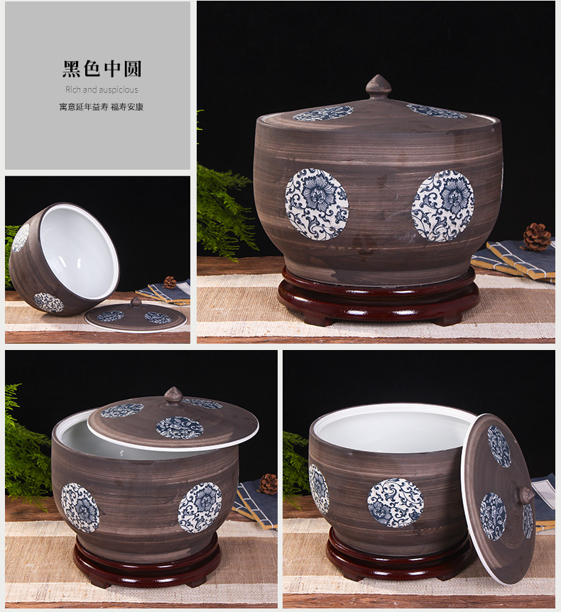 Art spirit of jingdezhen ceramic barrel ricer box store meter box with cover insect - resistant seal tank cylinder storage tank