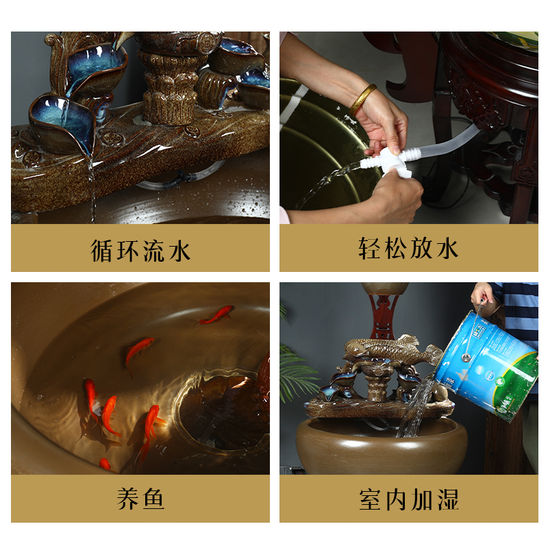 Heavy up jingdezhen Chinese style furnishing articles ceramic filter water aquarium fish farming household indoor goldfish bowl