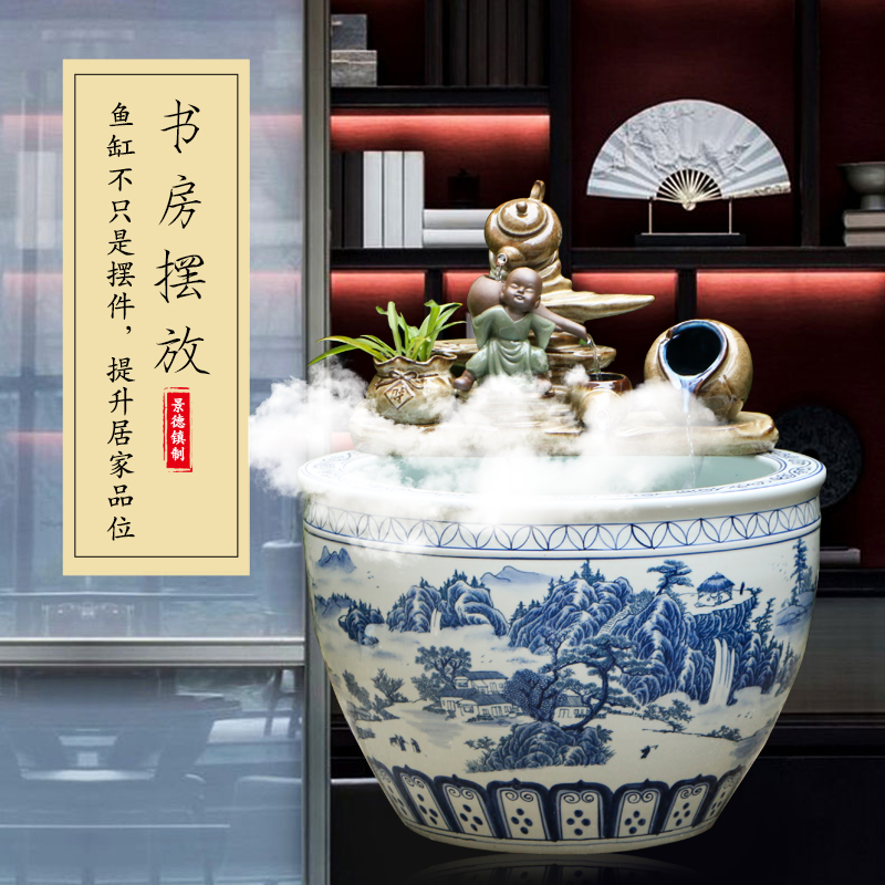 Jingdezhen ceramic aquarium pet gold fish tank water lily basin bowl lotus lotus cylinder cylinder tortoise GangPen sitting room place the flood water