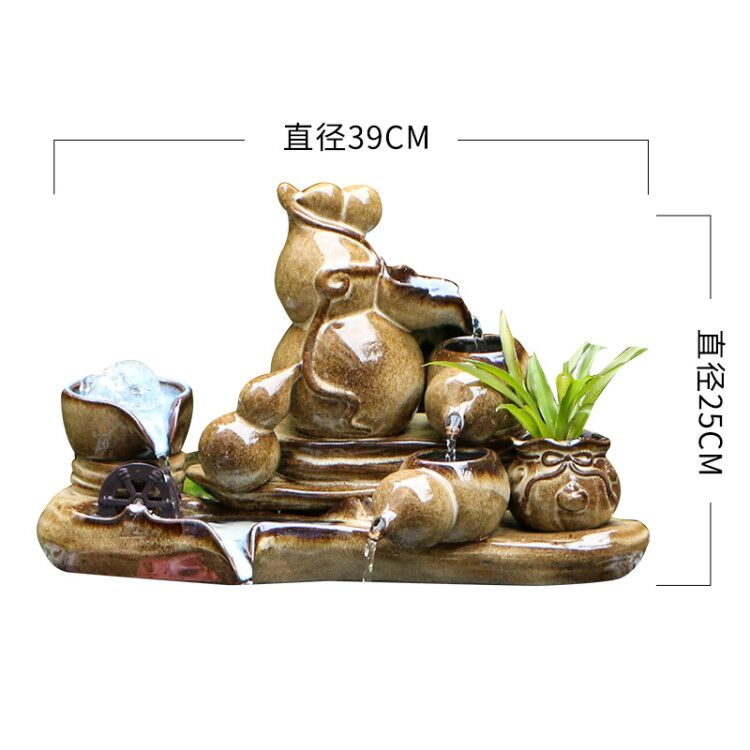 Ceramic aerobic furnishing articles furnishing articles automatic cycle water aquarium fish household indoor feng shui plutus water fountains