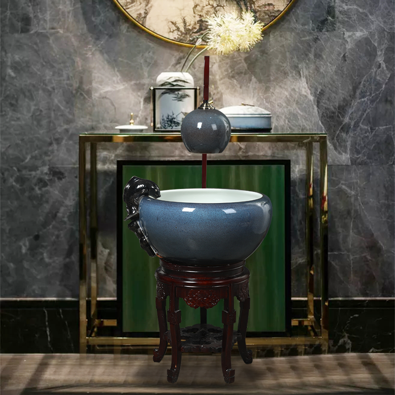 Jingdezhen ceramic aquarium tank circulation water filters turtle sitting room home a goldfish bowl and oxygen cylinder