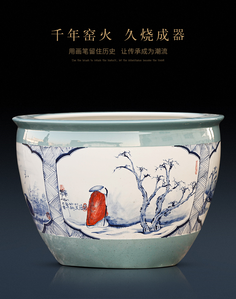 Ceramic aquarium size extra large courtyard lotus lotus flower POTS outside aquarium tank wind collectors cylinder tank