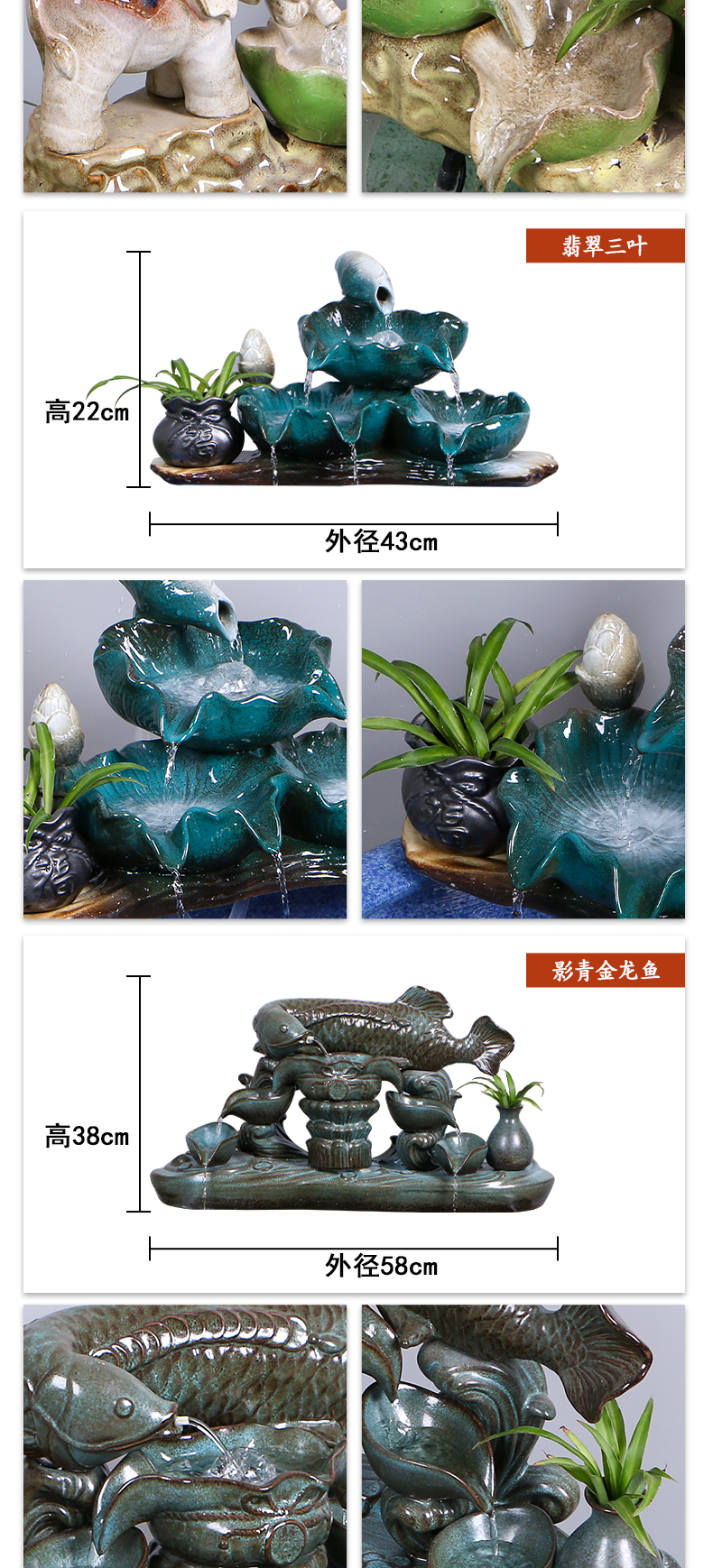 Jingdezhen ceramic water goldfish bowl decorative furnishing articles sitting room balcony office furnishing articles water tank filter