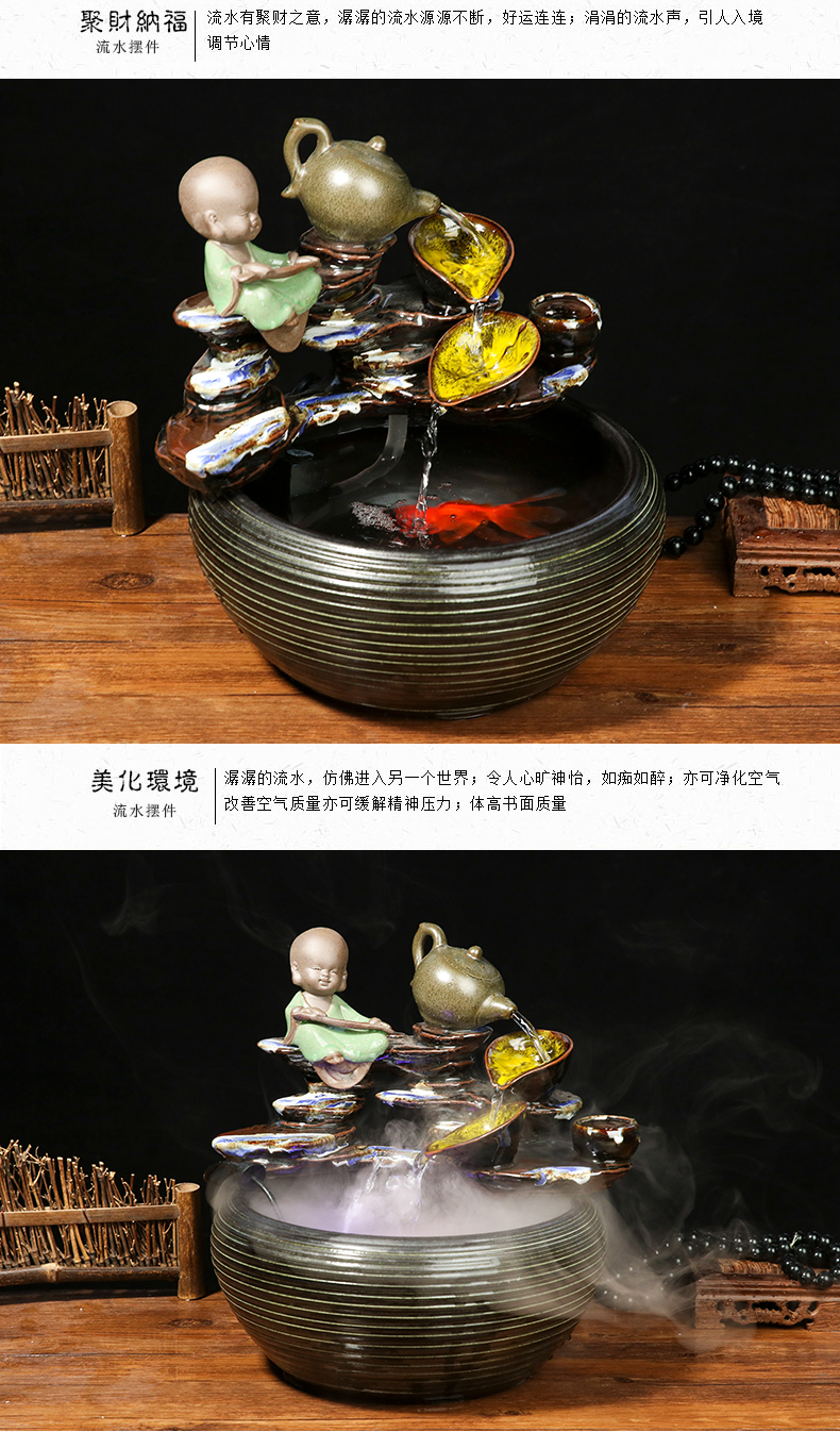 Jingdezhen ceramic aquarium water fountain cycle creative decoration humidifier furnishing articles sitting room of the water