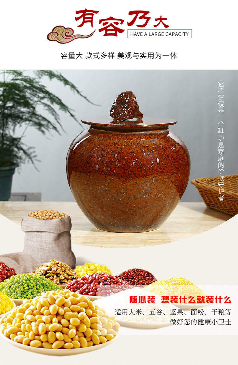 Jingdezhen ceramics with cover household rice storage box sealing insect - resistant with cover ceramic barrel storage ricer box sealing type barrel