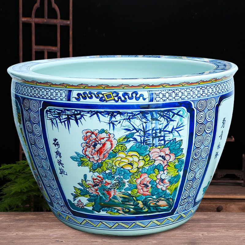 Jingdezhen ceramic aquarium water lily basin bowl lotus lotus cylinder cylinder raise goldfish bowl tortoise GangPen sitting room place the flood water