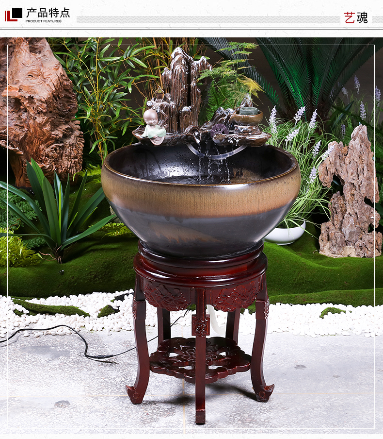 Jingdezhen ceramic filter water fountain in the sitting room adornment tank column humidifying furnishing articles fish basin landscape