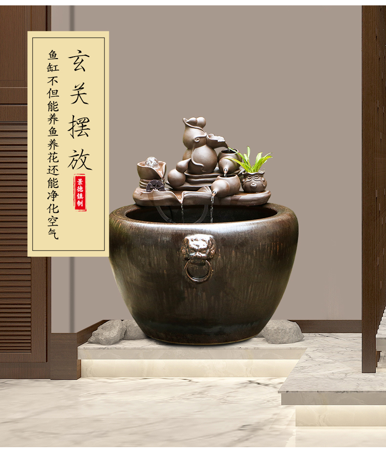 Art spirit of jingdezhen ceramic water tank yard restoring ancient ways humidifying small place feng shui plutus circulation to raise a goldfish bowl