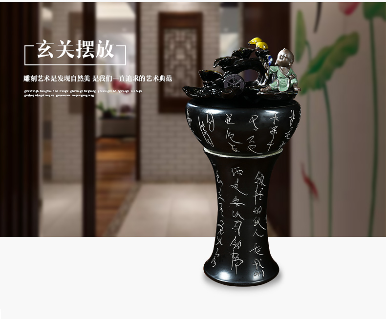 Jingdezhen ceramic creative furnishing articles with small filter tank water pump oxygen atomization triad furnishing articles