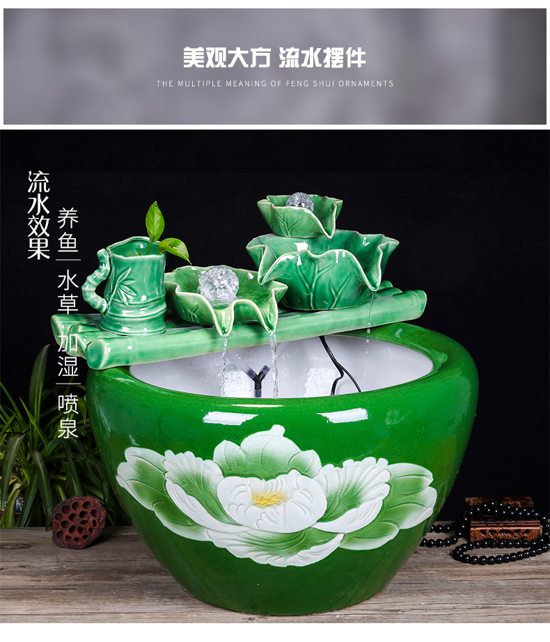 Jingdezhen ceramic household fish small sitting room aquarium water fountain creative household adornment water tank