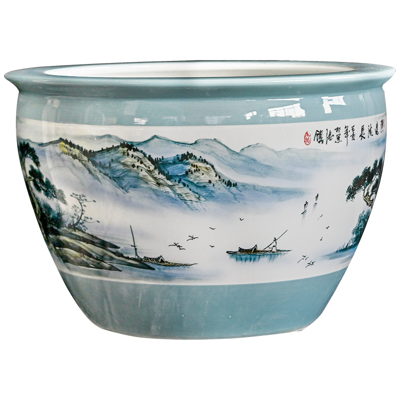 Jingdezhen packages mailed ceramic aquarium 1 meter extra large porcelain jar water lily basin courtyard lotus bowl lotus cylinder cylinder tortoise