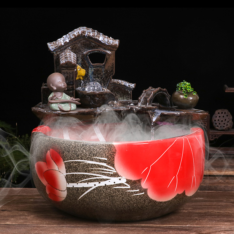 Jingdezhen ceramic aquarium bowl lotus lotus basin of circulating water device goldfish bowl raising goldfish bowl home furnishing articles