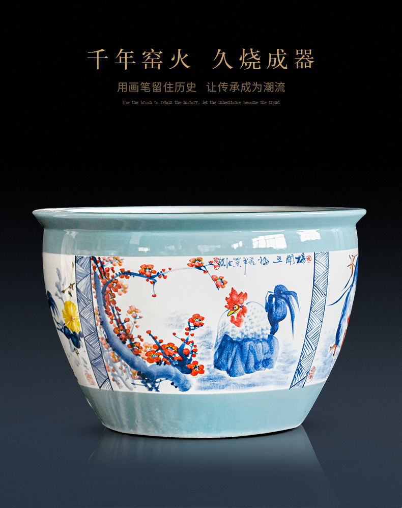 Packages mailed jingdezhen ceramic tank 1 m extra large household porcelain jar goldfish bowl sitting room of large courtyard tortoise cylinder