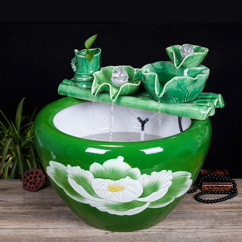 Jingdezhen ceramic household fish small sitting room aquarium water fountain creative household adornment water tank