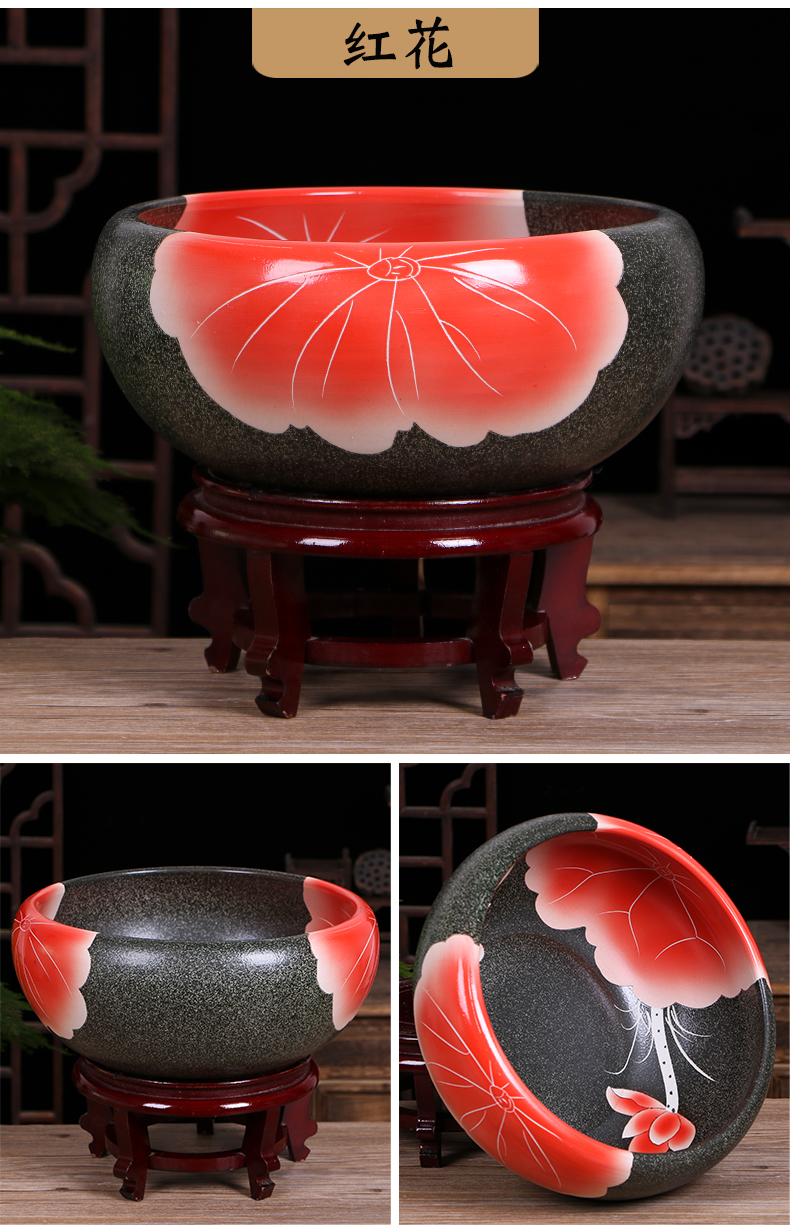 Art spirit of jingdezhen ceramic decorative fish tank urgent need desktop tortoise cylinder refers to basin goldfish bowl lotus cylinder cylinder