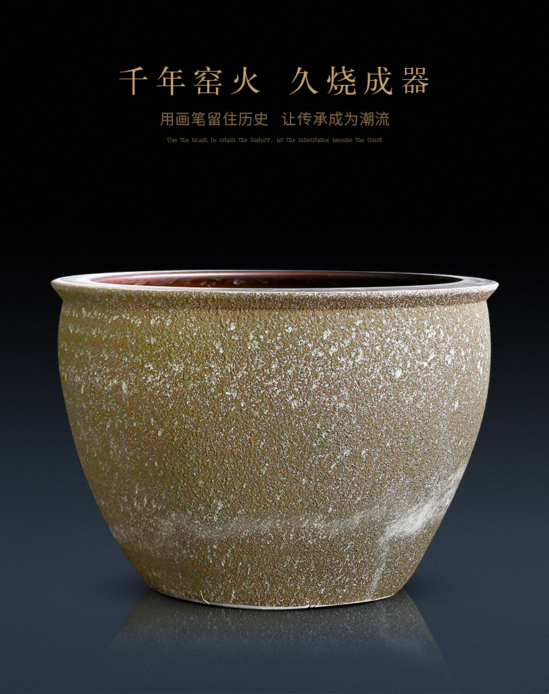 Jingdezhen ceramic aquarium 1 meter goldfish fish bowl lotus pond lily tortoise cylinder household decorates sitting room furnishing articles