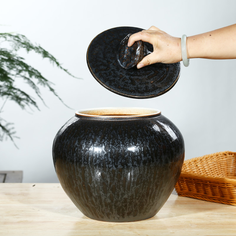 Jingdezhen ceramic barrel ricer box meter box 20 jins storage barrel with cover seal household moistureproof insect - resistant rice pot