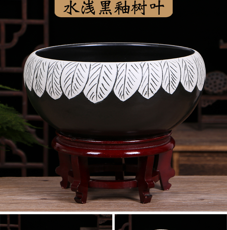 Jingdezhen ceramic aquarium basin lotus small tortoise fish bowl lotus pond lily home furnishing articles aquarium creative