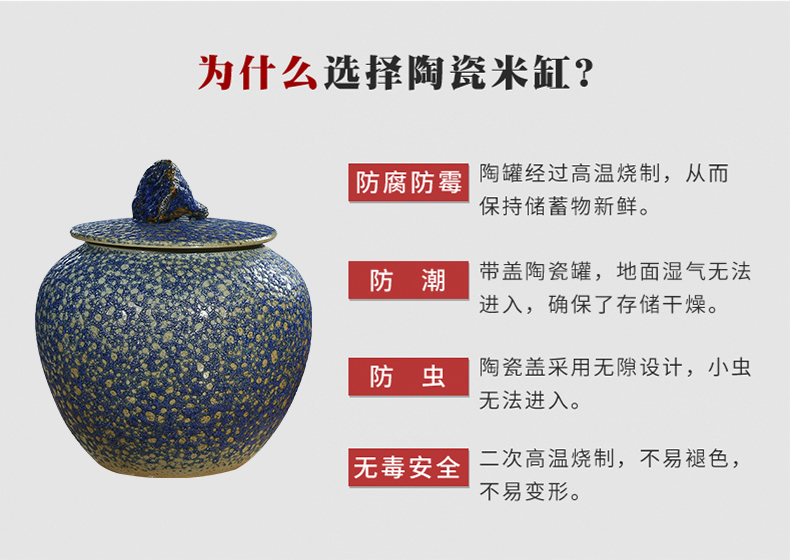 Jingdezhen household moistureproof insect - resistant seal type ceramic barrel ricer box with cover storage tank 20/30 kg of flour