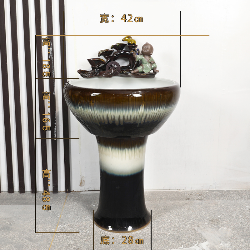 Jingdezhen ceramic floor pillar goldfish bowl large fish bowl office feng shui wheel water aquarium