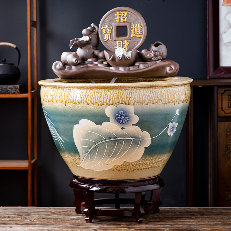 Jingdezhen ceramic aquarium goldfish bowl sitting room balcony office home furnishing articles circulating water courtyard big fish tank