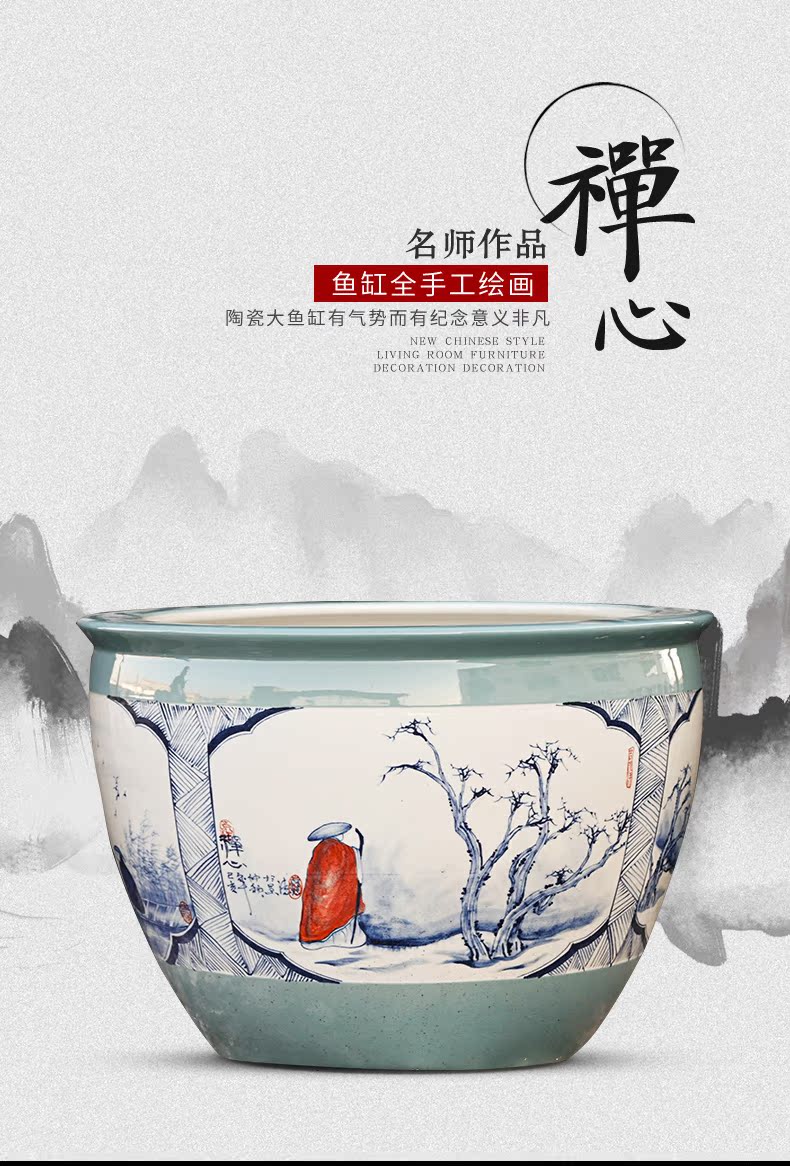 Ceramic aquarium size extra large courtyard lotus lotus flower POTS outside aquarium tank wind collectors cylinder tank