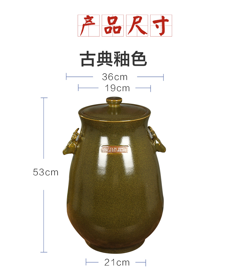 Jingdezhen household moistureproof ceramic cylinder barrel ricer box 20 jins of 50 kg of the packed with cover cylinder tank rice storage tank