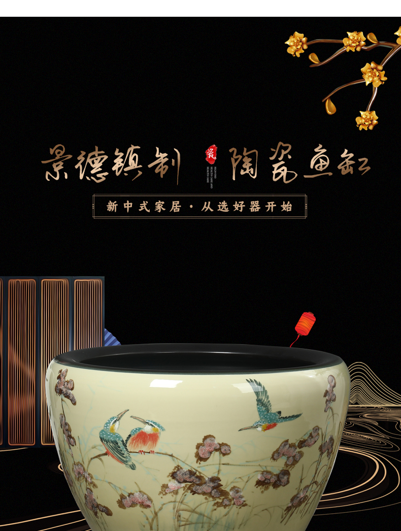 Jingdezhen ceramic aquarium household creative cycle water fountain aquarium fish bowl lotus sitting room a goldfish bowl